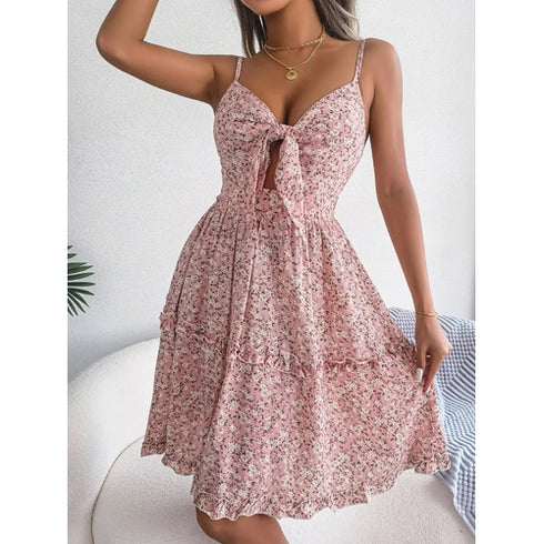 'Elowen' Floral Spaghetti Strap Mini Dress - Celes Fashion